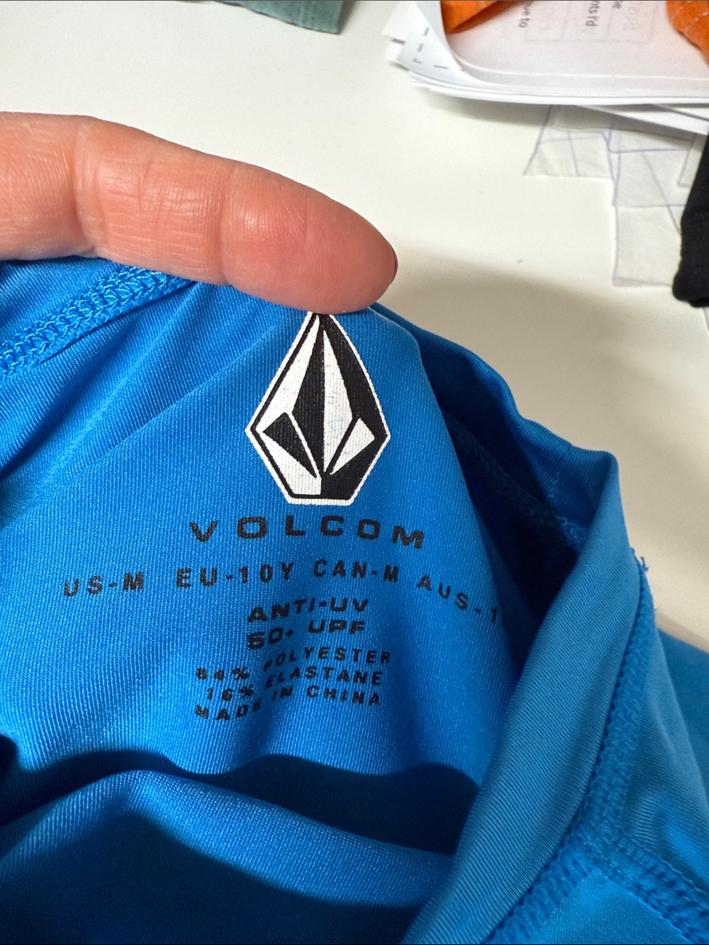 Volcom Bright Blue Logo Rash Guard Top - Picture 2 of 4